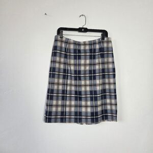 Kate Kasin Blue Plaid Pencil Skirt Office Siren Preppy Old Money Professional XL